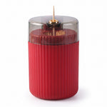 Toothpick holder — red pop-up dispenser with smoky lid and gold press lever